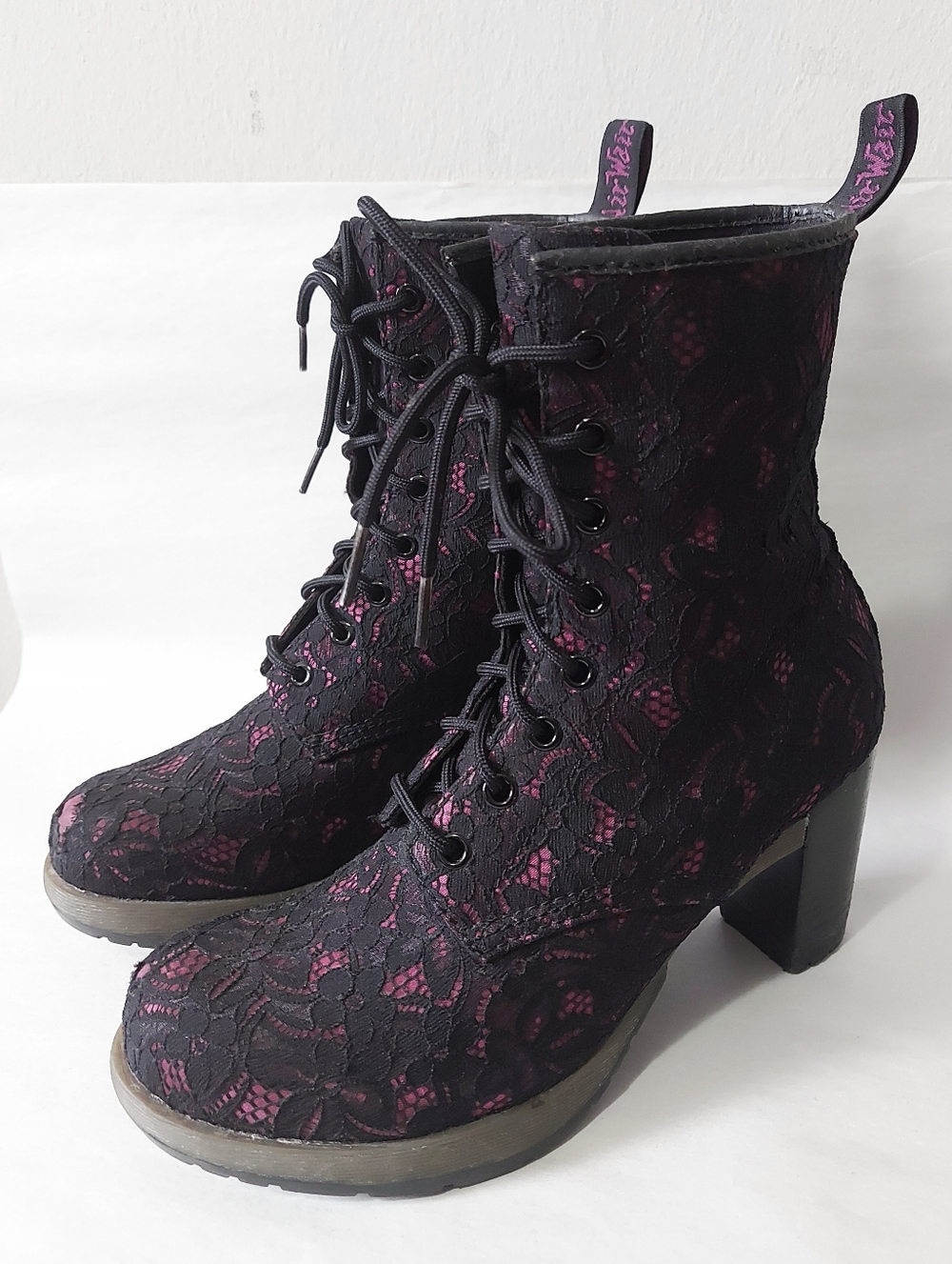 Dr. Martens Women Darcie Goth Witchy Punk Lace Laceup Heeled Ankle Boots Size 9